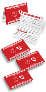 5 Red Folding Emergency Wallet Cards