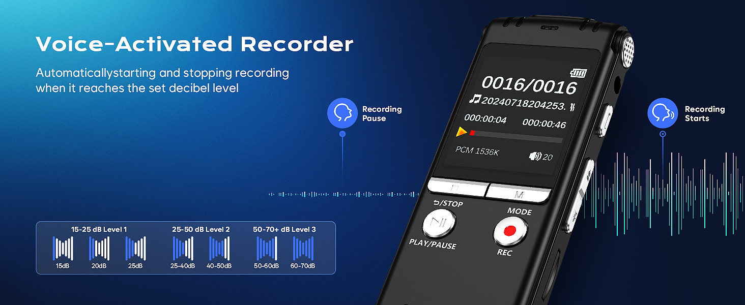 64GB Digital Voice Recorder ZIPCIDE 4800 Hours Voice