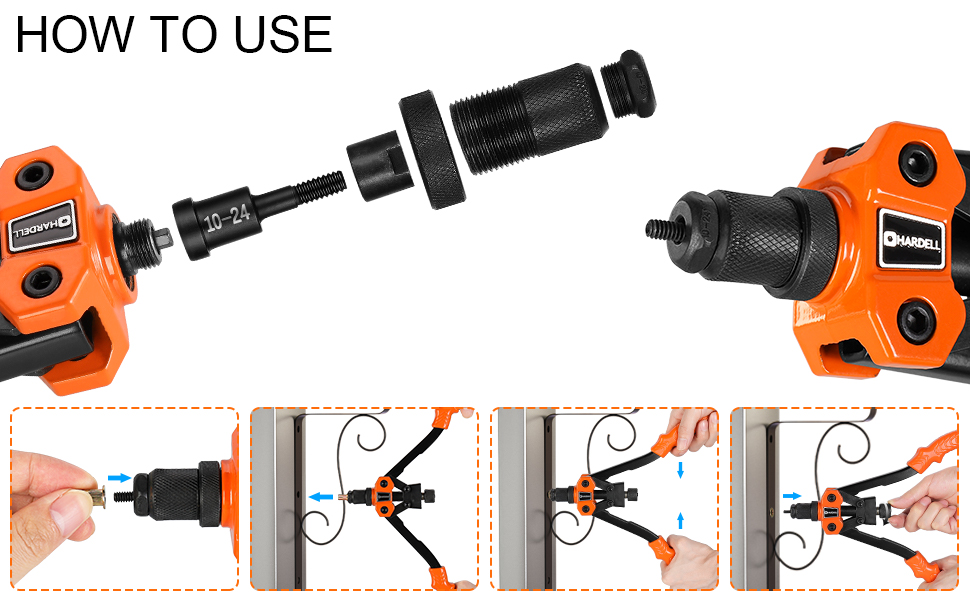 HARDELL Rivet Nut Tool, 12" Hand Rivet Nut Setter Kit with