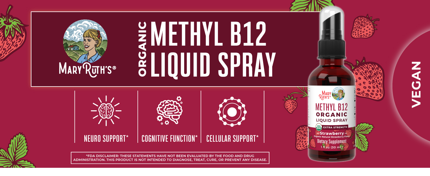 Vitamin B12 Spray, Strawberry, Org, 1 oz