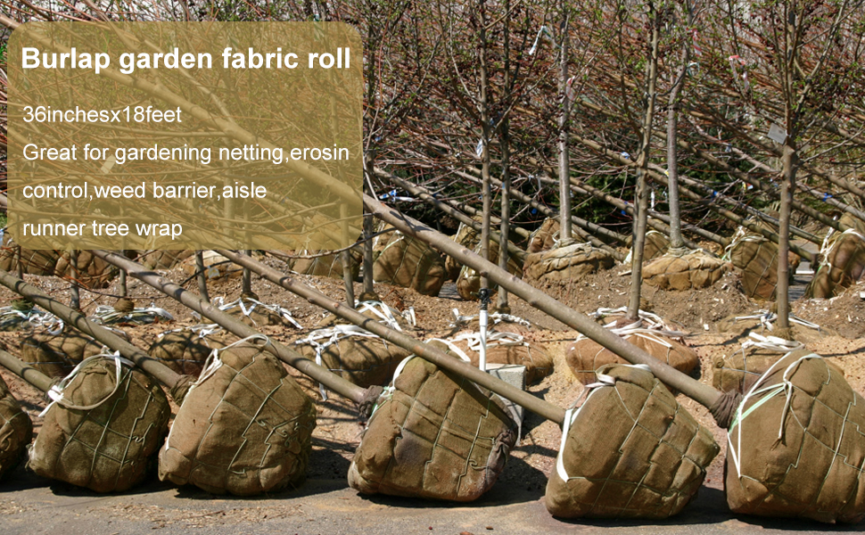 Burlap Garden Fabric Roll 36" x18 Feet Long Burlap Rolls
