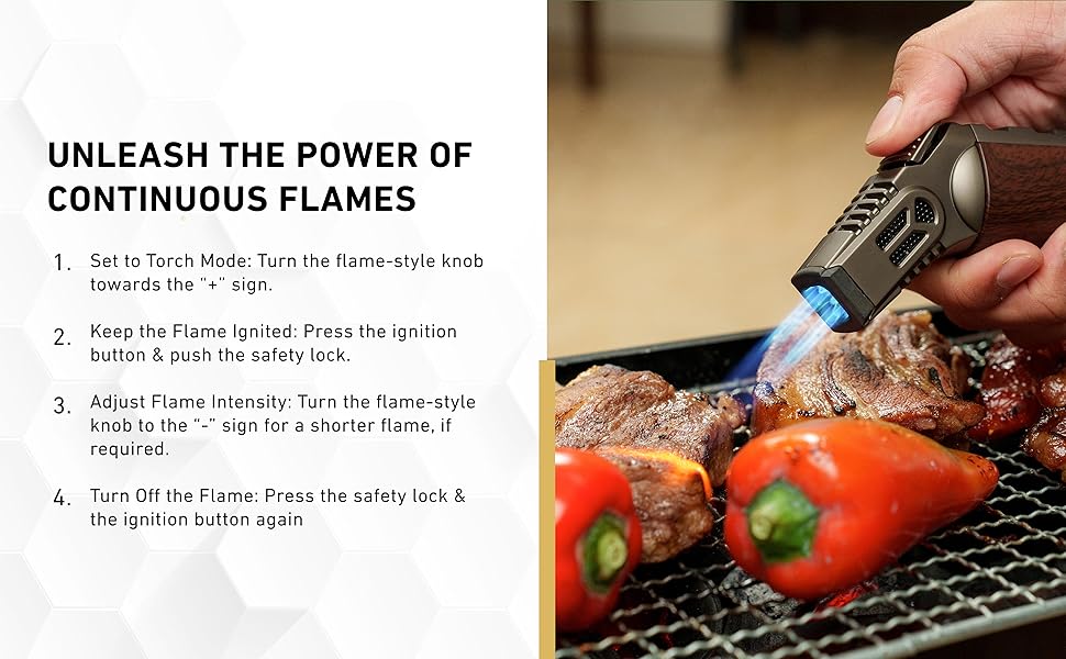 Quad Torch Lighter Handheld Blow Torch for Cooking