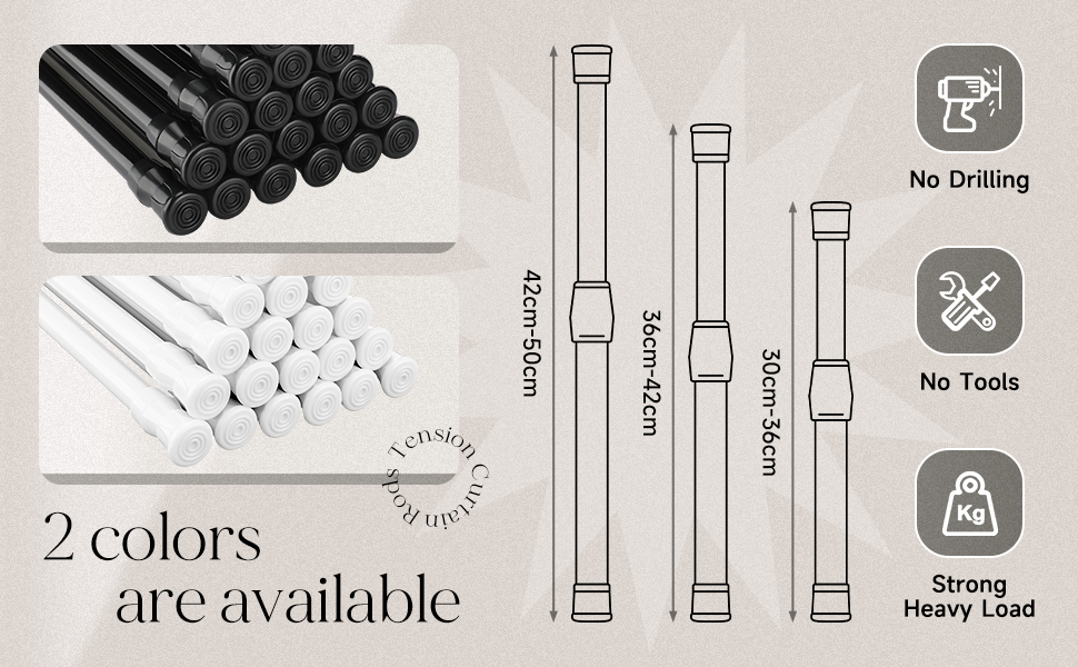 20 Pcs Spring Tension Curtain Rods Adjustable Loaded