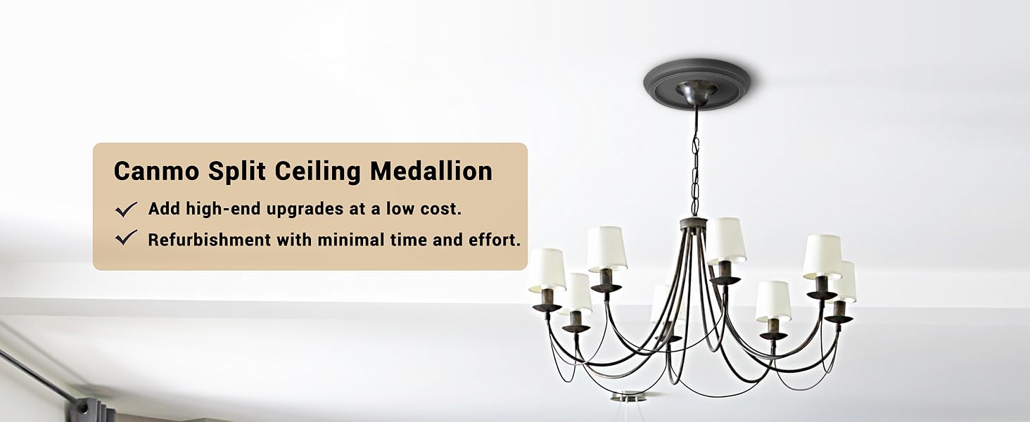 Canomo 10 Inches Split Ceiling Medallion Ceiling Fan Medallion Chandelier Medallion for Light