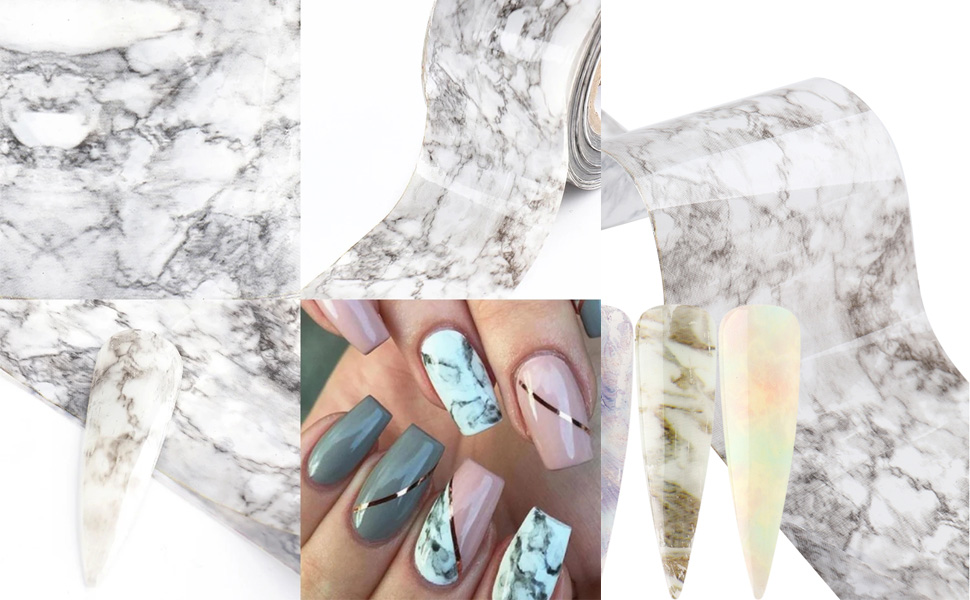 Marbling Holographic Nail Foil Transfer Stickers Decals