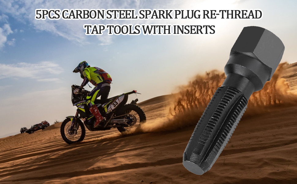 5Pcs Spark Plug Carbon Steel ReThread Rethreader Repair Tap Kit