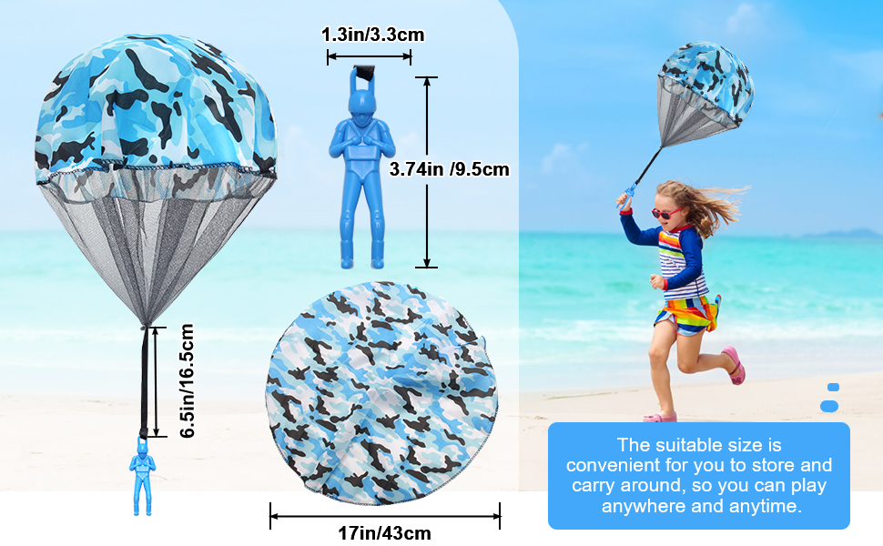 Catcan 10 Pcs Parachute Toy, Camo Blue Parachute Men Toy Tangle Free Throwing Hand