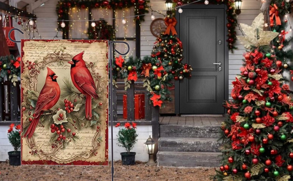 ZRTR Cardinal Christmas Garden Flag 12x18 Inch Double
