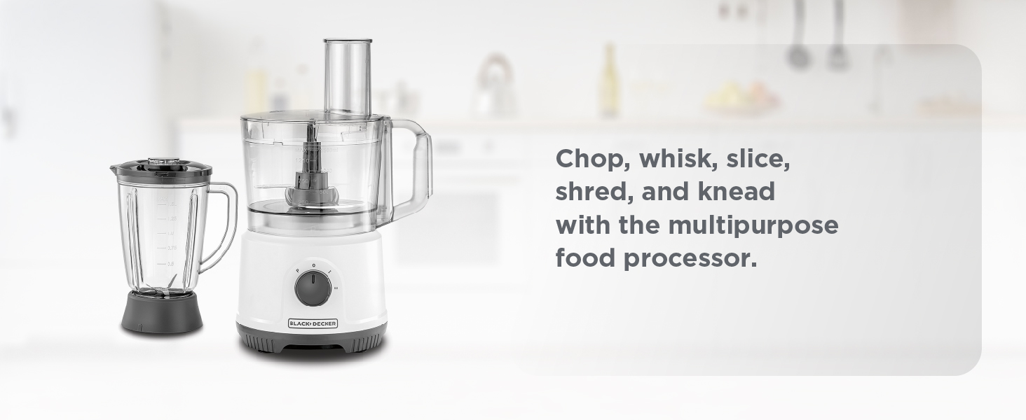 Black+Decker Food Processor,750W,34 Functions,2L Bowl,1.8L Blender,Grinder,Chopper,Dough Maker