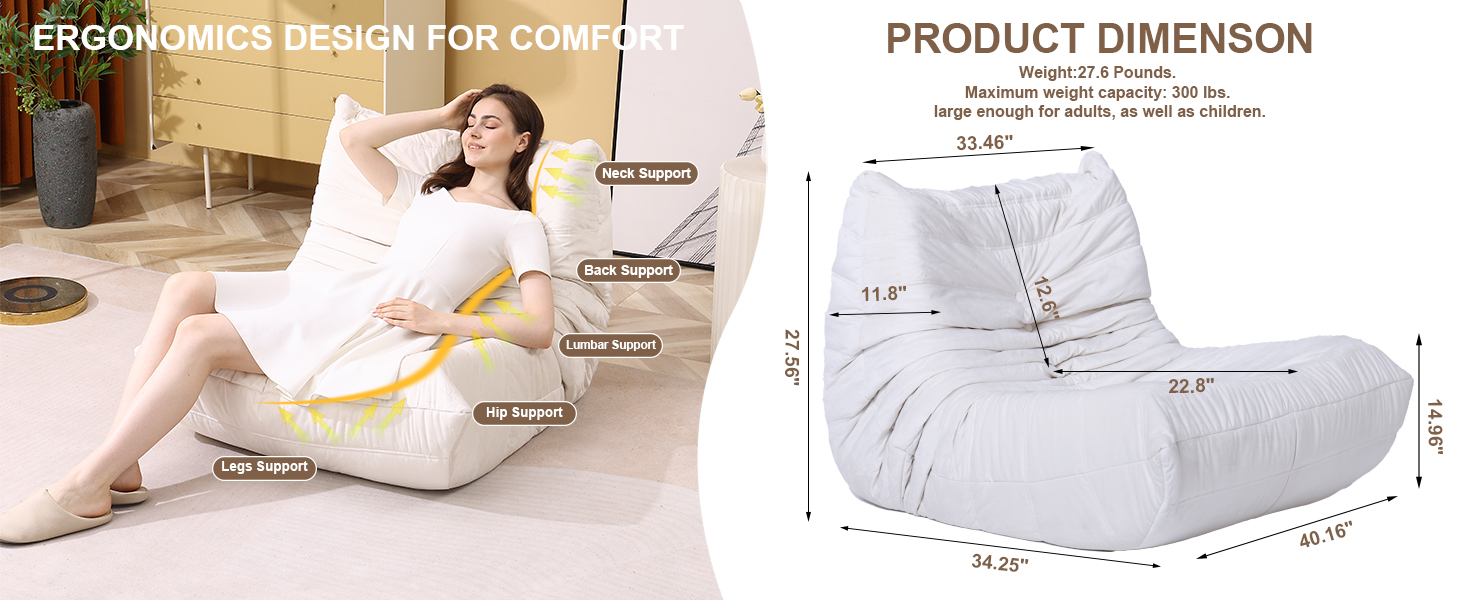 Snug Sofee Bean Bag Chairs for Adults, Bean Bag Sofa