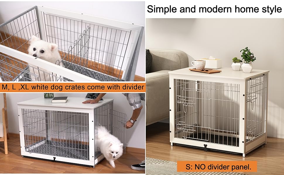 Piskyet Wooden Dog Crate Furniture with Divider Panel, Dog