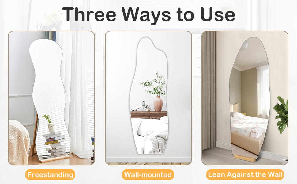 Honyee Full Length Mirror, 63"x22" Frameless Floor Mirror