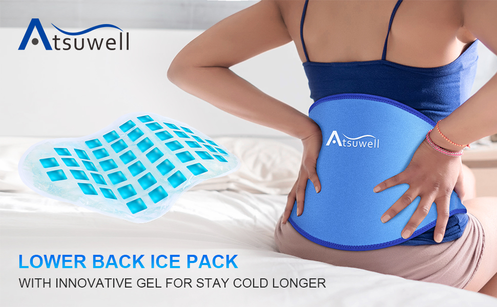 Atsuwell Back Ice Pack for Lower Back Pain Relief, Reusable Gel Ice Pack for Back