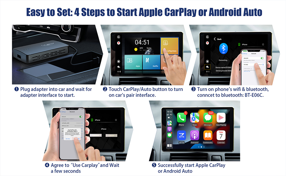 KAMING Adaptador inalámbrico CarPlay con Netflix