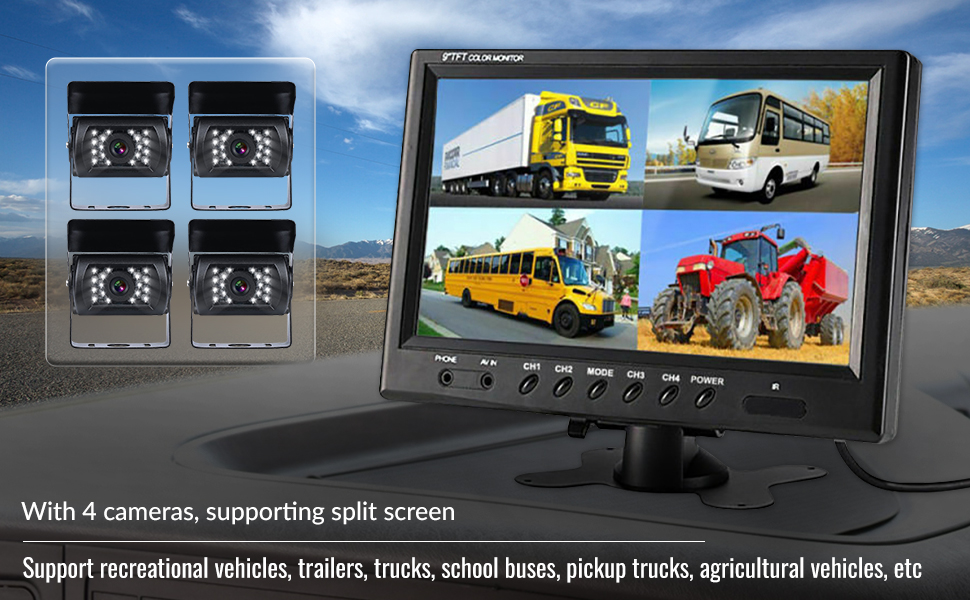 Vehicle Backup Camera with 9 inch Monitor, Rimoody Rear View Cameras