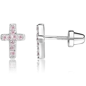 sterling silver CZ stone cross earrings