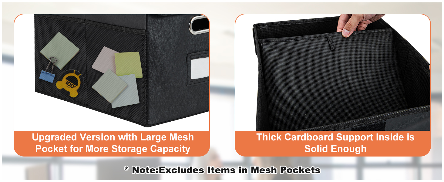 File Organizer Box with Pocket,Faux Leather Hanging File