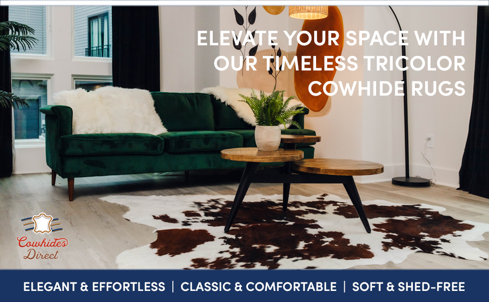 Cowhides Direct Genuine Cowhide Rug Tricolor Cow Fur Rugs