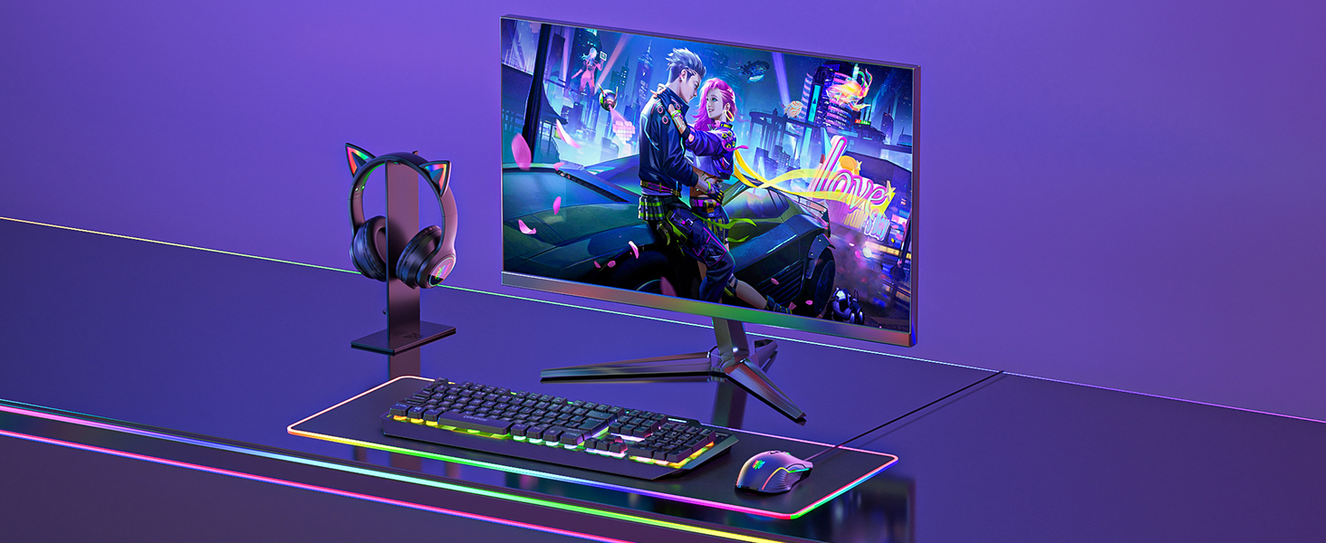 Black gaming mouse wired heaset headphone stand