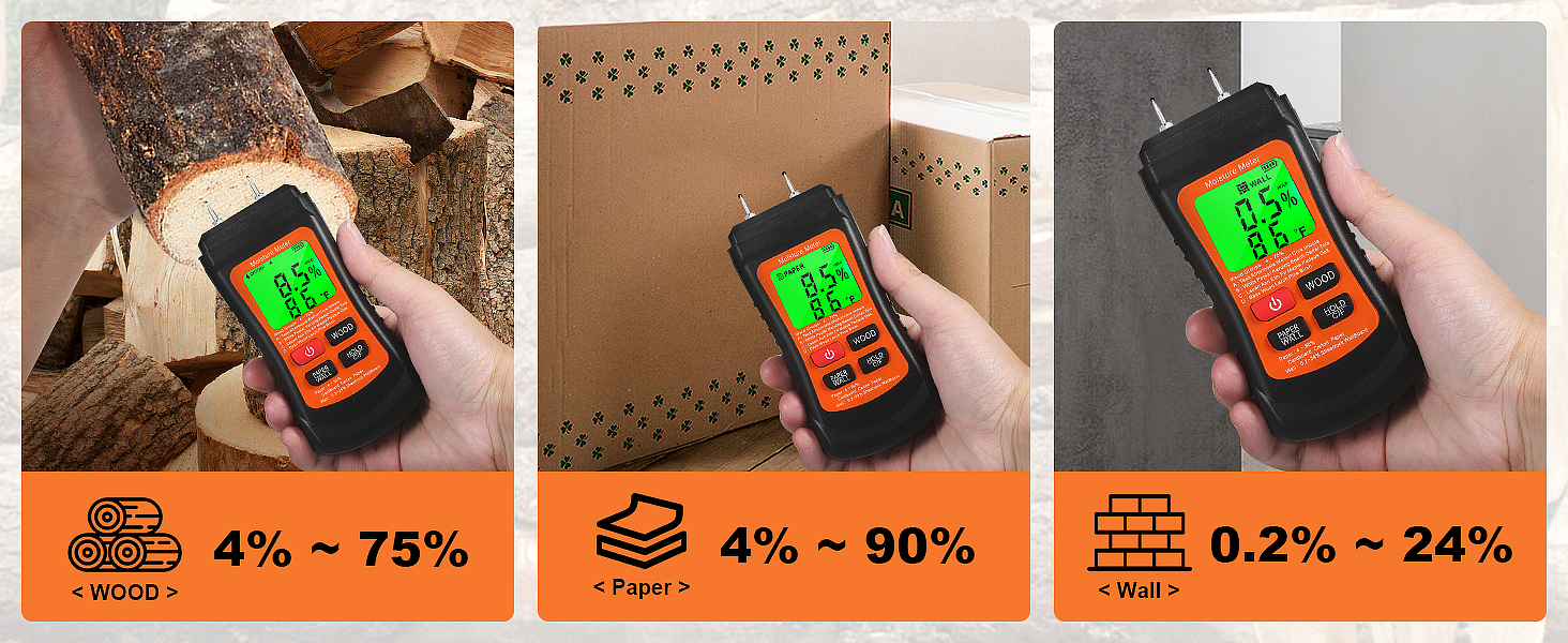 Moisture Meters for Logs, Dienmern Damp Meter for Walls, Wood Moisture