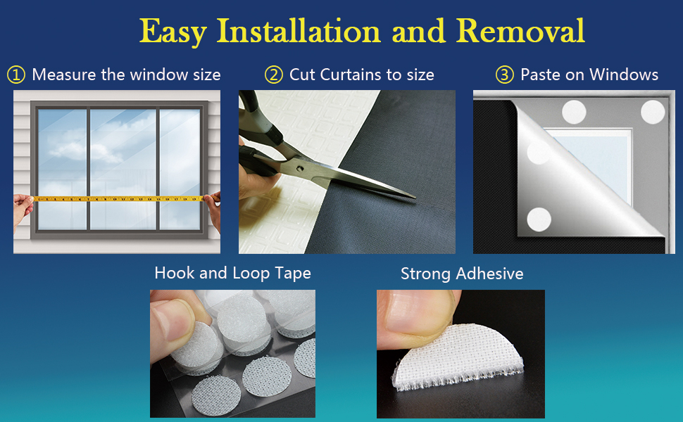 Temporary Blackout Shades,79" x 59"Removable Blackout