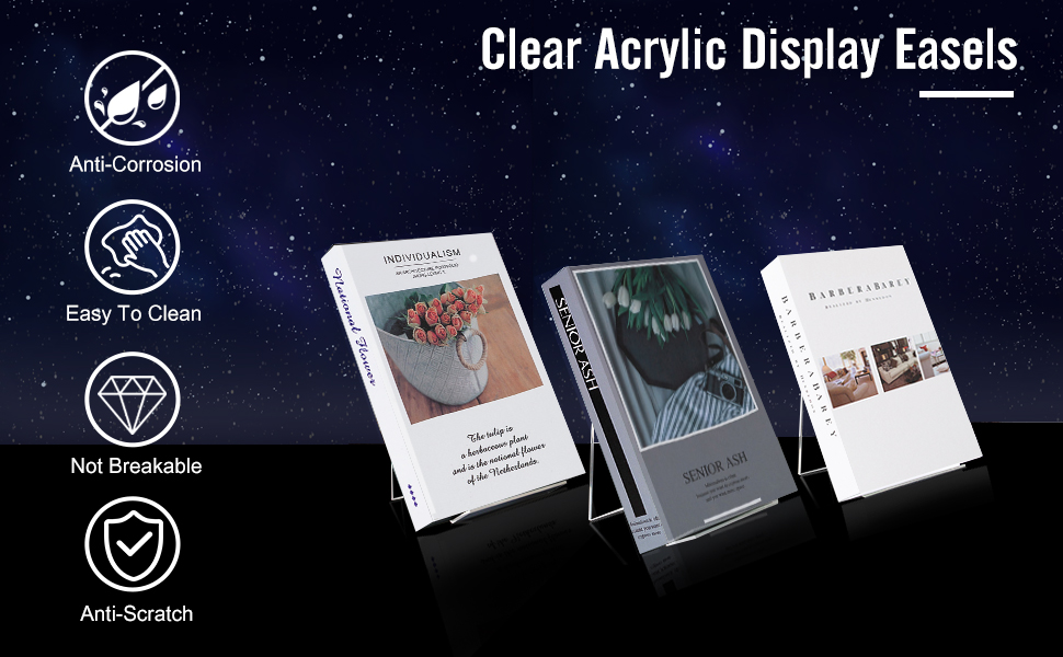 6Pcs Acrylic Book Stand, Clear Book Display Easel 4x5