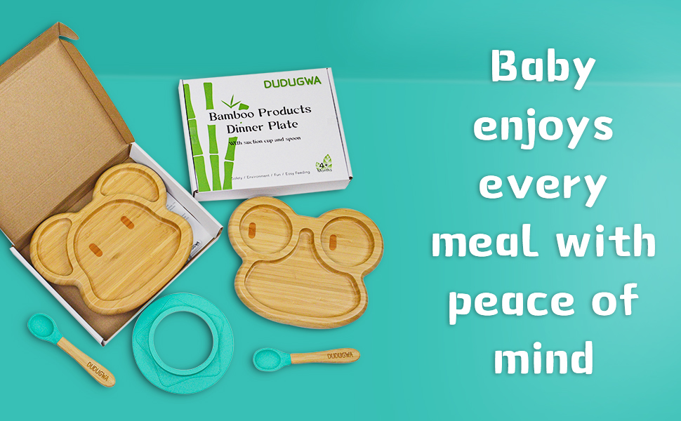 DUDUGWA Bamboo Baby Plates, Bamboo Suction Plates for