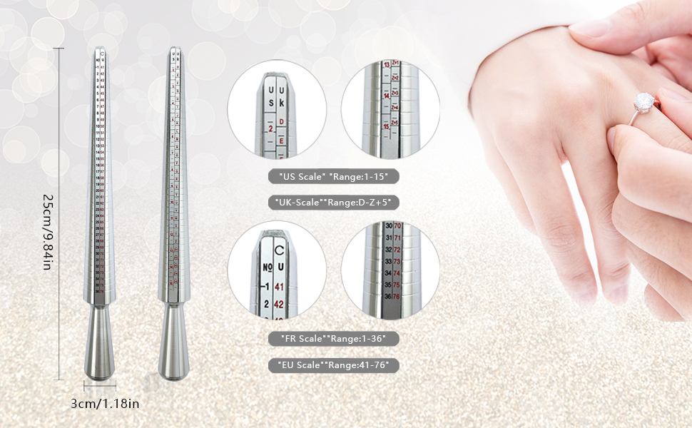 DHSDING Ring Sizer Measuring Tool Metal Ring Mandrel Ring