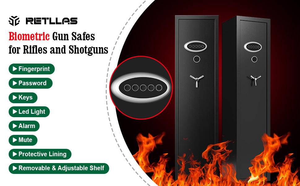 Biometric Rifle Fireproof Gun Safes for Home Rifle and Pistols,Quick Access Large