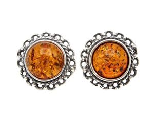 Amazon | [琥珀屋] 琥珀 ピアス イヤリング 直径 12mm イエロー