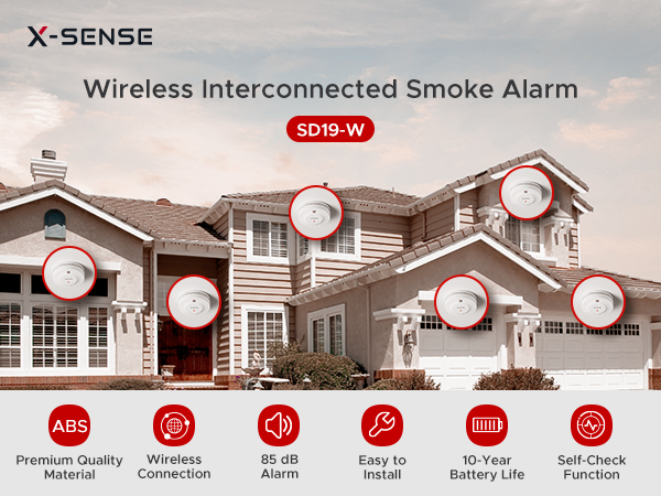 Wireless Interconnected Smoke Alarm, SD19-W