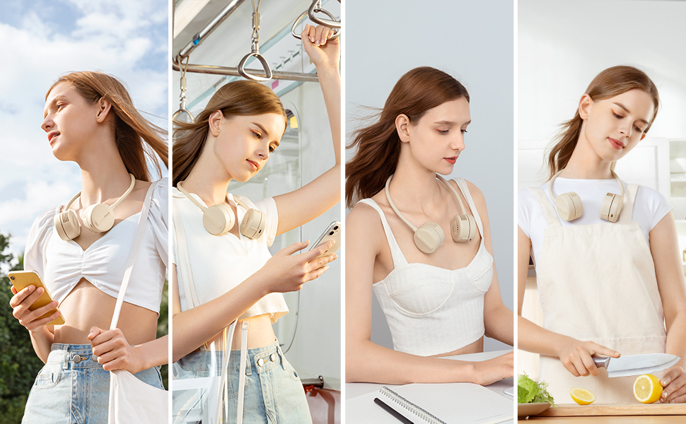 JISULIFE Portable Neck Fan, Personal Neck Fan, 360°Adjustable Bladeless