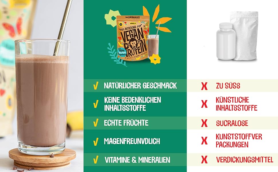 Vegan Protein Vanille Keine Sucralose Veganes Proteinpulver aus 4Komponenten Pflanzliches