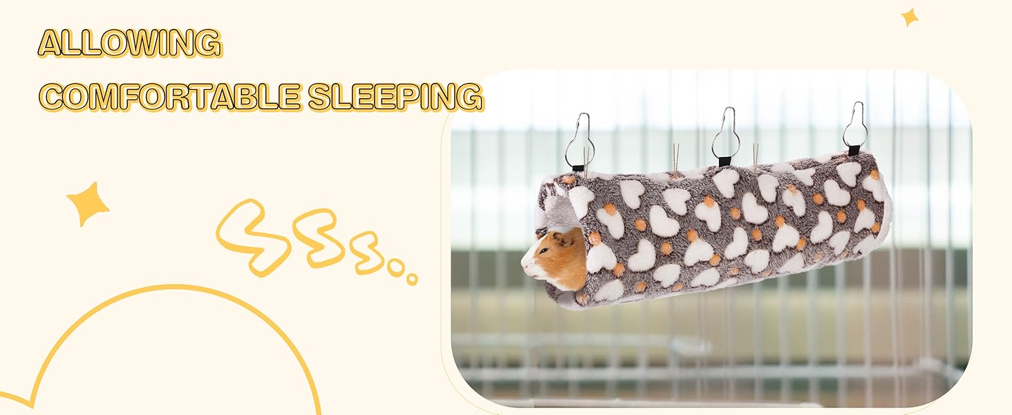 MCEAST 4 Pieces Small Pets Cage Accessories Hanging Hammock Sleeping Bag Tunnel and Bed Hideout Set Warm Sleep Nap Sack Bed for Hamster Ferret Squirrel Rabbit 16 5