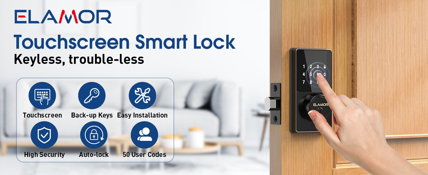 Keyless Entry Door Lock, Electronic Deadbolt Lock with Touchscreen