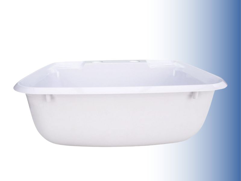 RecPro RV Rectangle Bathroom Sink (White) w/Brushed Nickel