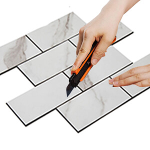 Soulscrafts Peel and Stick Tile Kitchen Backsplash PVC White Marble Design subway brickTile