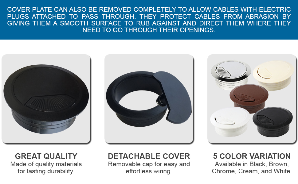 2-3/8" (60mm) Inner Diameter Round Grommet with Adjustable Aperture in 5 color options removable cap