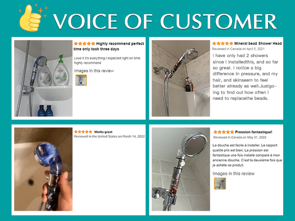 MIAOHUI Zenbody Shower Head with Filter Beads, 3 Modes