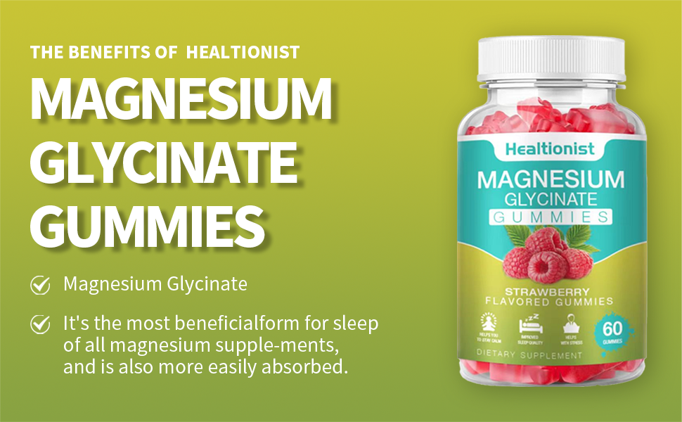 Healtionist 2 Pack Magnesium Glycinate Gummies for Adults