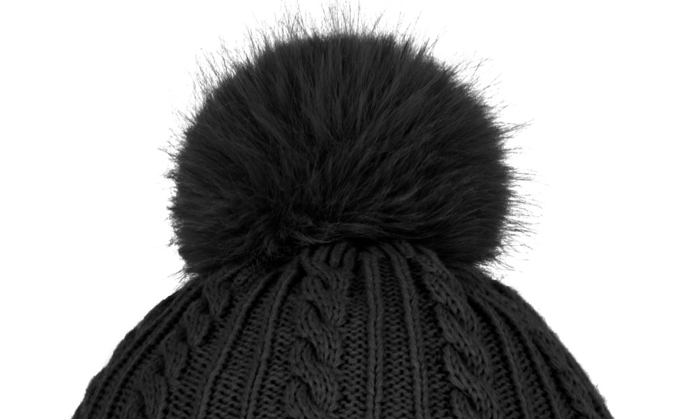 black pom slouchy beanie hat