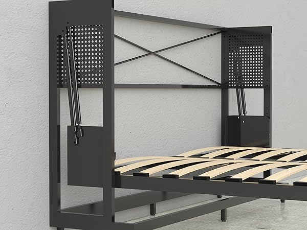 black steel frame queen size murphy bed cabinet bed wall bed console bed