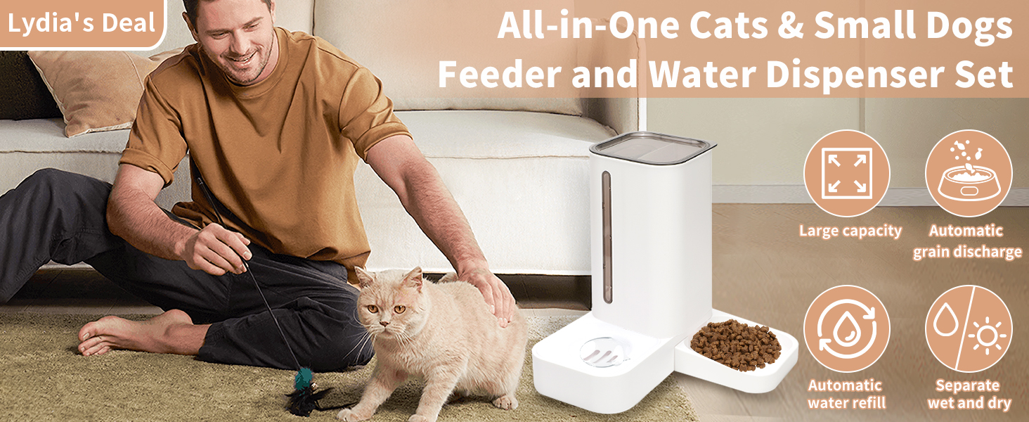 Automatic Cat Feeder and Water Dispenser Set, 2in1