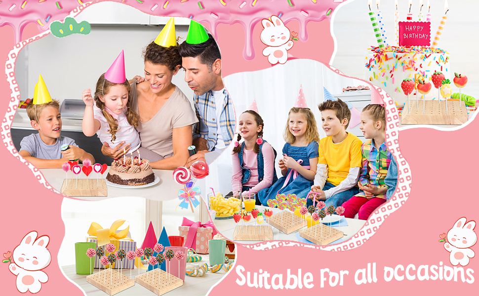 Wooden Cake Pop Stand, 4 Pack 56 Holes BOARDFEB Cake Pop