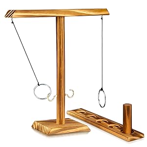 Ringwurf-Spiel Deluxe aus Holz - Das Action Ring-Haken Partyspiel; Ring Toss Hook Battle-Game