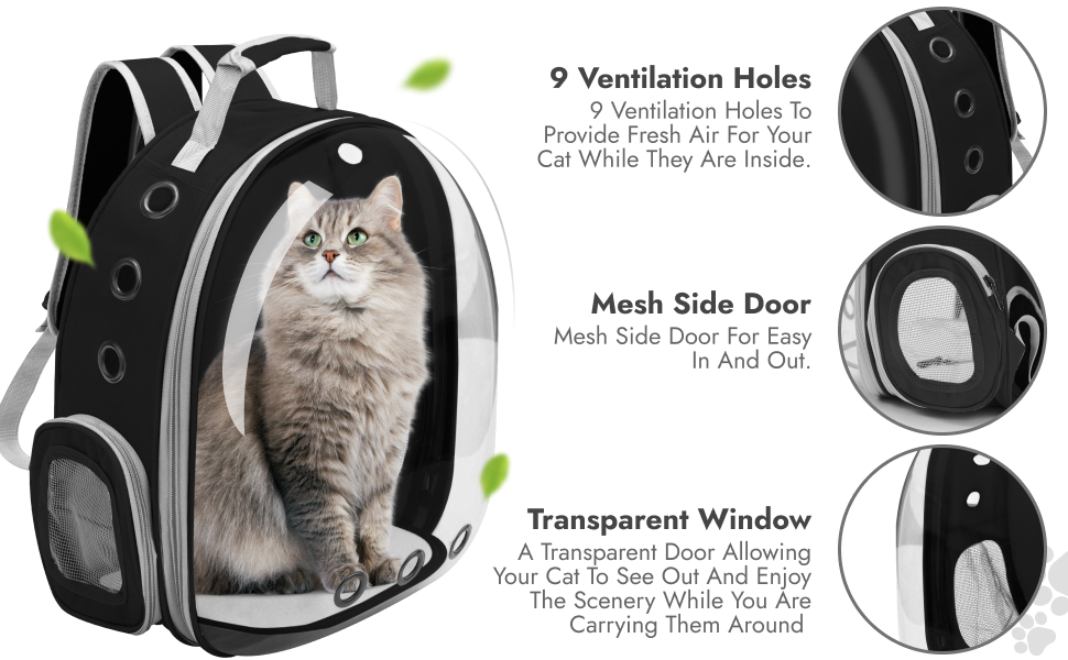 BackyardPet Cat Backpack Carrier Bubble Travel Bag, Airline Approved Backpack for
