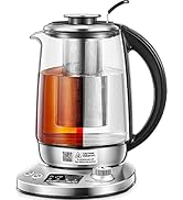 FOHERE Electric Kettle, 1.7L Glass Tea Kettle with Removable Infuser & 9 Original Presets, 140℉ t...