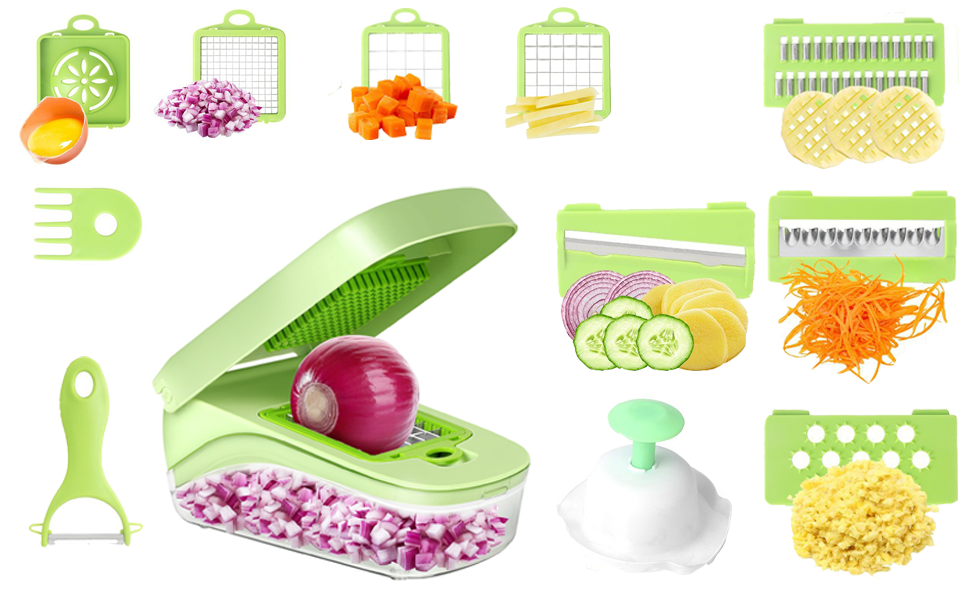 Multifunctional Vegetable Chopper with 8 Blades Finger Guard