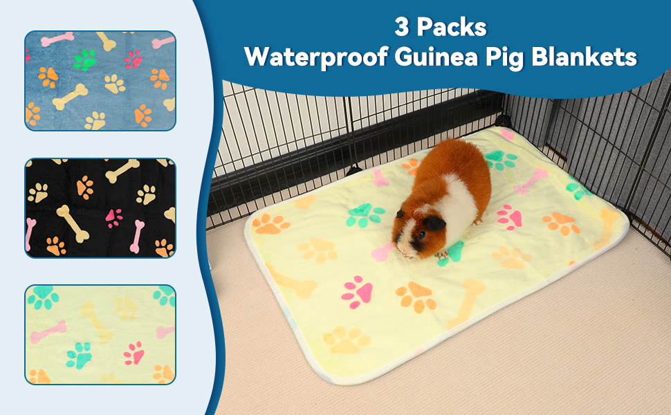 YUEPET 3 Pack Waterproof Guinea Pig Blankets Washable