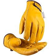 toolant Winter Leather Work Gloves, Warm Thinsulate Lining for Cold Weather Work, 100% Full Grain...